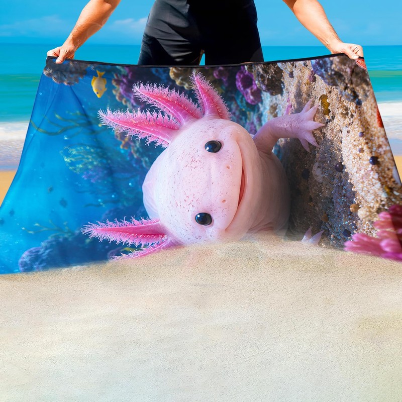 Violetpos Original Axolotl Beach Towel - Underwater Diving Animals Series