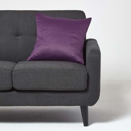 HOMESCAPES Aubergine Cushion Cover 18 x 18 Inch (45 x 45 cm) Purple Herringbone Chevron Textured Retro Geometric Design Sofa Cushion. Matching Curtains & Free Sample Swatches Available