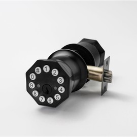 Door Knob with Keypad and Key, Keyless Entry Door Lock,Smart Digital Knob Unlock by Passcode/Keys/USB backuplock,Electronic Door Knob for Home Bedroom Apartment Garage Office Security,Black