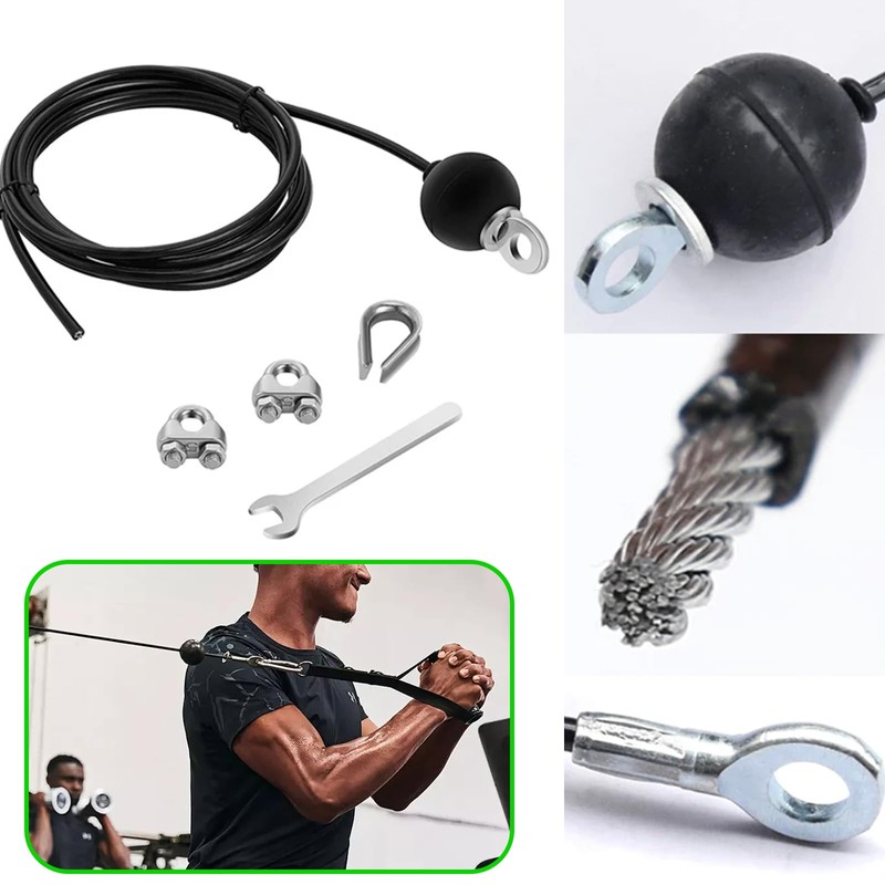 Fitness Pulley Cable 4 Meter, Adjustable Home Gym Pulley System,