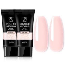 ROSALIND 2 PCS 2oz/60ml Pink Poly Extension Gel Set Bulider Pink Gel for Nail Art, Nail Thickening Poly NailTube Need UV Lamp