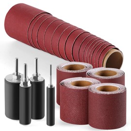POLIWELL 8-Piece Sanding Drum kit with Four 3-metre Rolls of Sandpaper (80, 120, 240, 320) Drum Sander for Drill and Press Drilling Machines, Mould Grinding Machine
