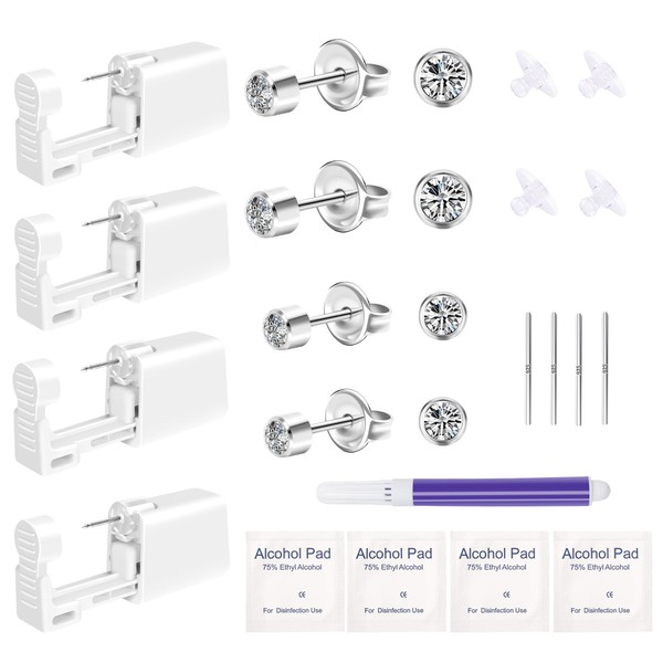 Makalong 4-Pack Disposable Ear Piercing Kit - Dual-Size 3mm &