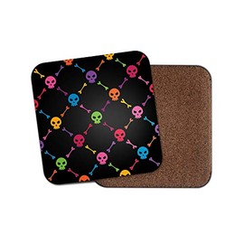 1 x Rainbow Skulls Coaster - Colourful Crossbones Pirates 12812