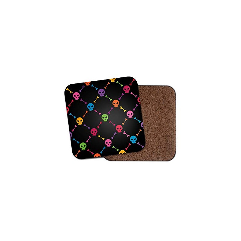 1 x Rainbow Skulls Coaster - Colourful Crossbones Pirates 12812