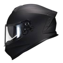 JQF Gear Motorcycle Full Face Dual Visor Helmets for Adults Street Bike Racing Motorbike Helmet A8 DOT Approved (Matte Black, M)