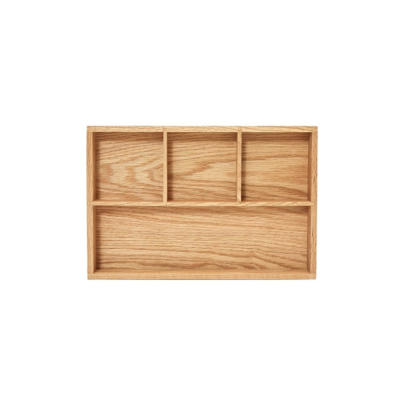 pandapark Wood Organizer Tray,Black Walnut,Desk & Drawer Storage Box (Oak