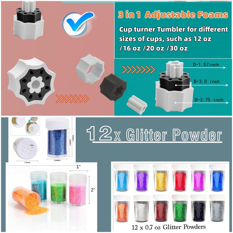 LFSUM 4X Cup Turner for Crafts Tumbler,Tumbler Cup Spinner,Glitter Powder,Epoxy