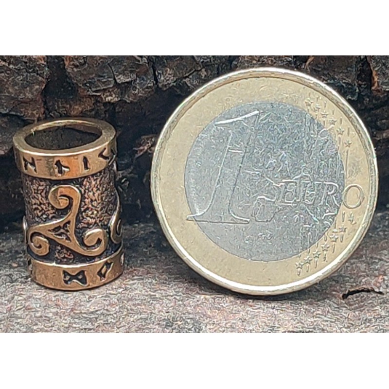 Beard bead curling bead bronze triskele 7 mm, Pearl, Pearl