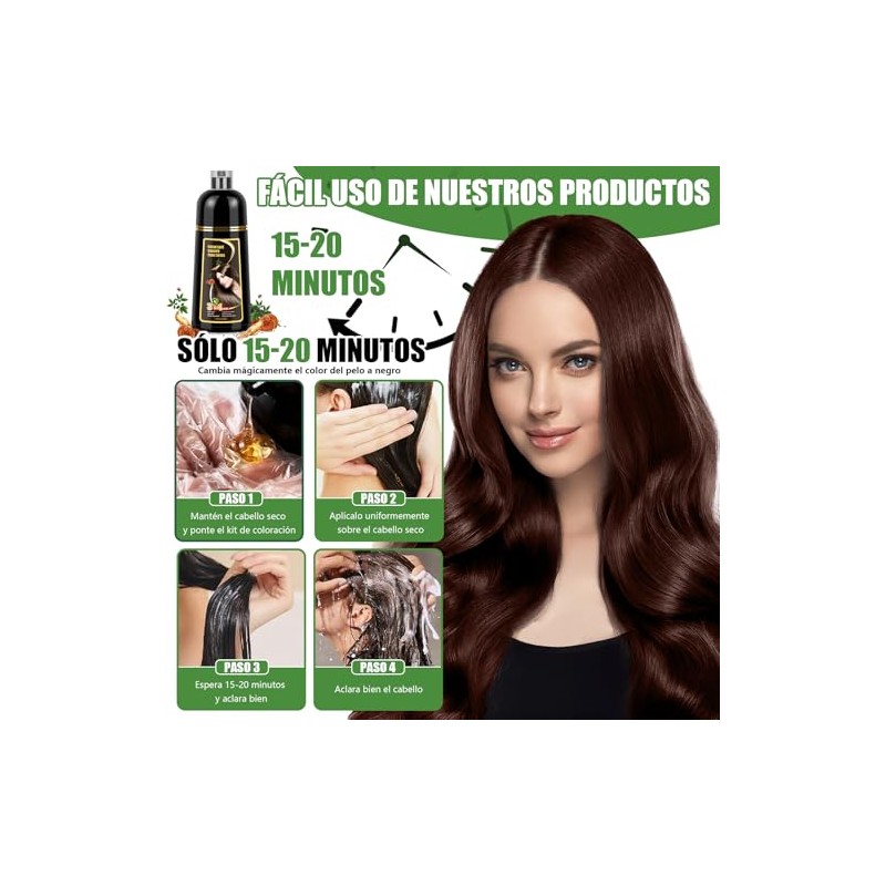 Shampoo para Canas, Hair Dye Shampoo 3 en 1 de