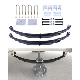 Autoholic Trailer Leaf Spring Kit 3500lb Single Trailer Axle 4 Leaf Spring Kit with U-Bolt Kit & Single Trailer Axle Hanger Kit