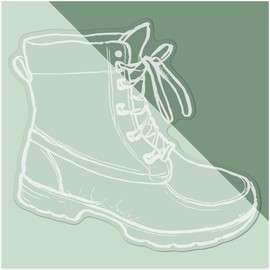 Medium 210mm 'Work Boot' Clear Static Window Cling Sticker/Decal (White) (WC00111061)
