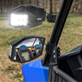 Pro-Fit UTV Side View Mirrors with LED Lights, Roador Lighted Side Mirrors Compatible with Polaris Ranger General Can Am Defender Maverick Trail Profiled Rear View Mirrors