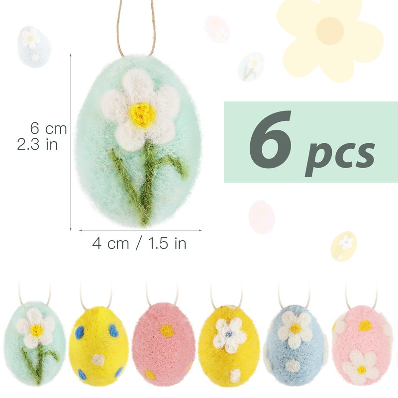BETESSIN Pack of 6 mini Easter eggs for hanging, colourful
