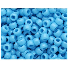 BeadTin Our Lady's Blue Opaque 9mm Barrel Plastic Pony Beads (500pcs)