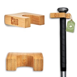 CRID Baseball Bat Wall Mount - Bamboo Wall Mount in Minimalist Design, 100% Natural Raw Material, Robust Design, Includes Mounting Kit, for Hanging Base and Softball Bats