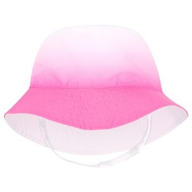 Wee Ones Girls' Reversible Sun Hats with Chin Straps, Stylish and Breathable, Summer Ready, Pink, 2-4T