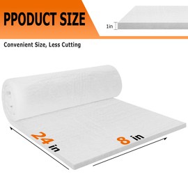 MMasters 24"*8"*1" Ceramic Fiber Insulation Blanket, Fireproof & Heat Resistant Up to 2700°F, Ideal for Wood Stove Baffle, Fireplaces, Kilns, Forges, Pizza Ovens, Dishwashers, and More