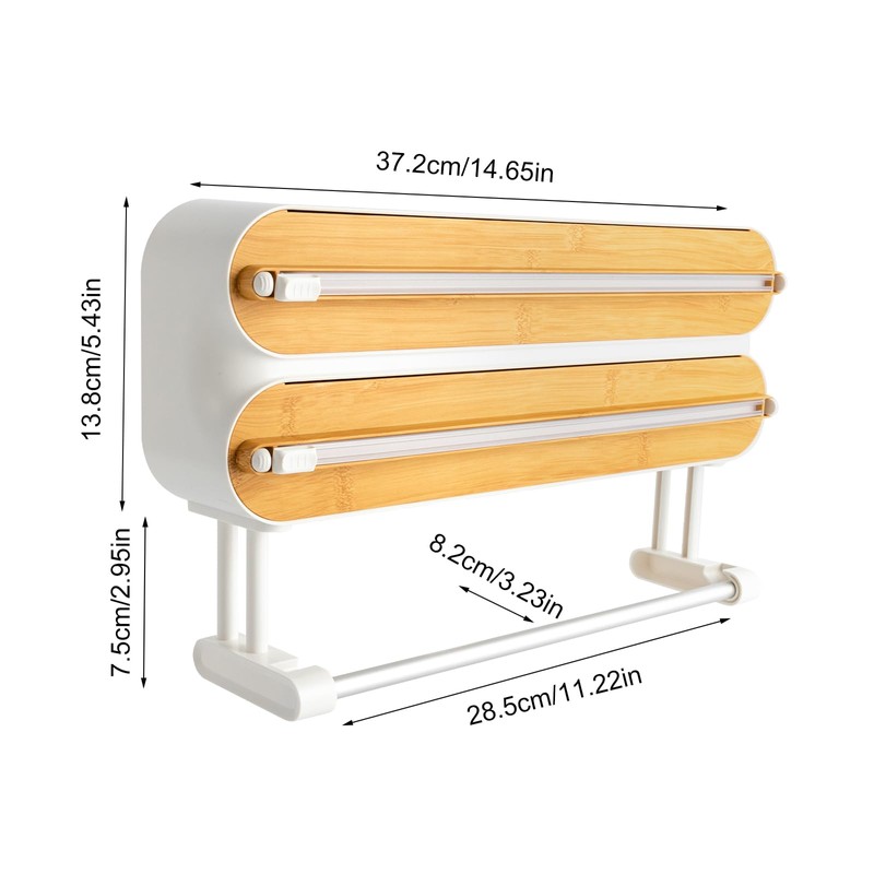 3-in-1 Wall Roll Holder Kitchen Roll Holder Cutting Dispenser for