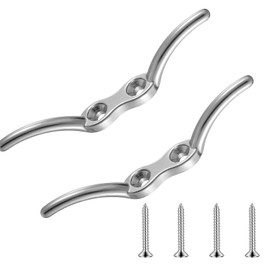 2 Pcs Marine Hardware Rope Cleat, 4 Inch Stainless Steel Dock Cleats Heavy Duty Rope Cleat Marine Stainless Deck Boat Cleats with Mounting Screws for Deck, Kayaks, Nautical Decor