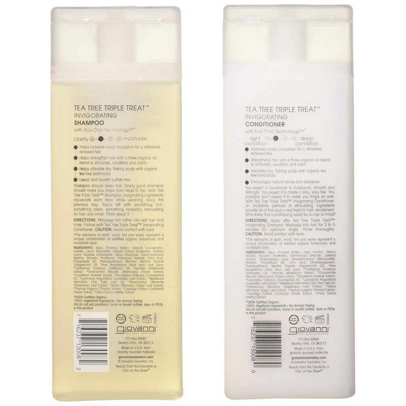 Giovanni Tea Tree Triple Treat, Duo Set Shampoo & Conditioner,