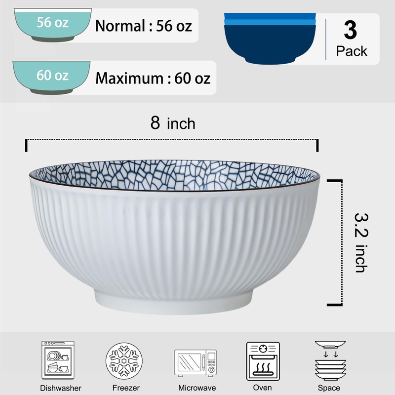 Dyware 60 oz Large Soup Bowl, Pho Bowls, 8 Inch