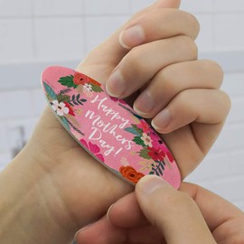 Happy Mother's Day Mom with Flowers Double-Sided Oval Nail File Emery Board Set 4 Pack