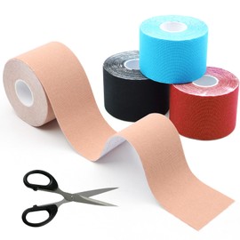 BORISCA Kinesio Tape 4 Rolls 5 m x 5 cm Physio Tape Waterproof Elastic Sports Tapes Skin-Friendly Kinesiology Tape for Knee Shoulder Elbow Joints