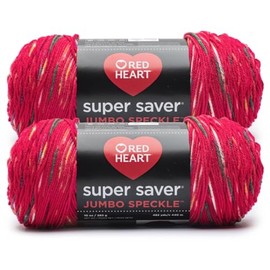 Red Heart Super Saver Jumbo Speckle Cherry Red Yarn - 2 Pack of 283g/10oz - Acrylic - 4 Medium (Worsted) - 482 Yards - Knitting/Crochet & Amigurumi