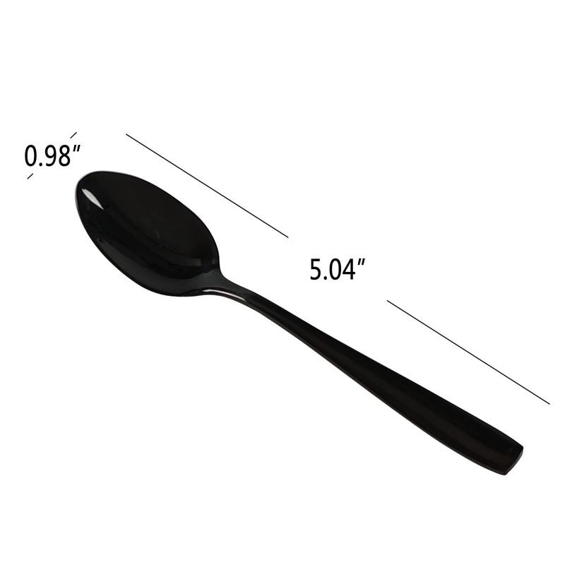 Vababa 8-Piece Black Stainless Steel Coffee Spoons, Mirror Finish Mini