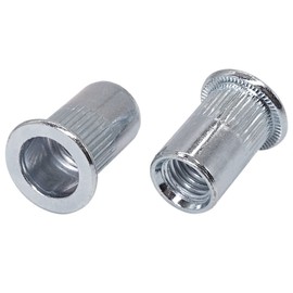 (Pack of 50) M10 x 17mm Flat Head Knurled Rivet Threaded Insert Nuts Steel Rivet Nut (50, M10 x 17mm)