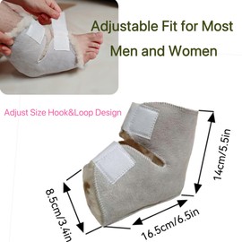 ALLZSMOOTHLY Genuine Sheepskin Heel Protector,100% Australian Merino Sheepskin Ankle Protectors, Featuring Adjustable Hook and Loop Straps（Pair