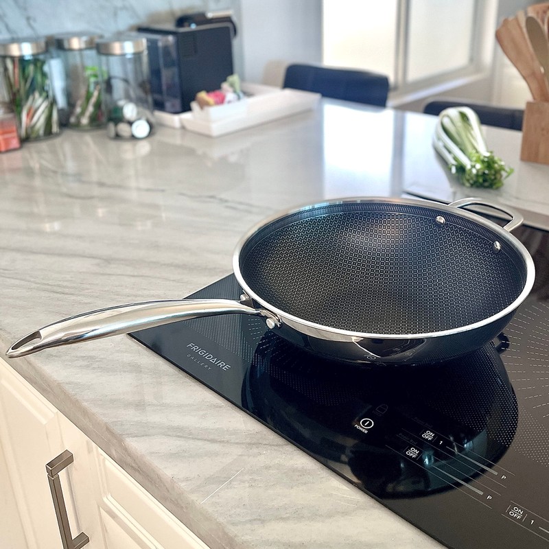 Lexi Home Tri-ply 5 Qt. Stainless Steel Nonstick Wok with