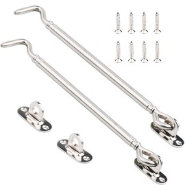 Stainless Steel Cabin Hook, Tiberham Heavy Duty Eye Latch Lock, Swivel Gate Door Shed Catch Window Brace Silent Holder with Mounting Screws, 205 mm/8.1 inches, Pack of 2
