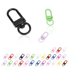 0XBIT Key Ring, Pack of 40 Zinc Alloy Carabiner Keyrings, Random Colours, Keychain Carabiner with Rotating Claw Buckle, Hanging Toys, Keys, DIY Accessories