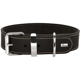 HUNTER AALBORG Special Dog Collar, Leather, Durable, Comfortable, 60 cm (M-L), Black