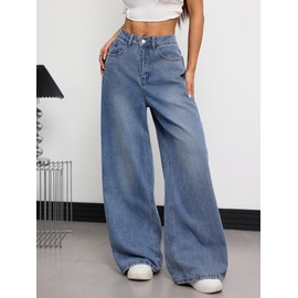 OYICAI Womens Baggy Jeans Wide Leg Denim Pants Y2k 90s Vintage Hip Hop Loose Long Trousers Streetwear High Waist Retro Casual 2000s Oversized Extreme Motion Jinco Skater Light Blue,L20 Blue,X-Small