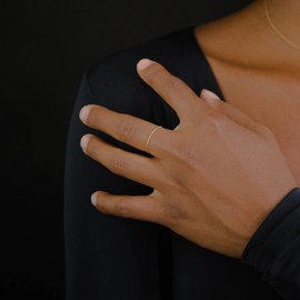 NONAMOIS 18K Gold Plated Thin Ring for Women Gold Simple Thin Band Ring Dainty Stacking Chain Ring Minimalist Knuckle Midi Thumb Pinky Ring Non Tarnish Size 9