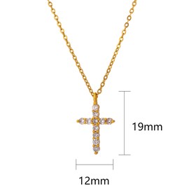 Women's Cross Pendant Necklace with AAA Cubic Zirconia, Gold Silver Cross Necklace for Women Girls, Gift Idea for Girlfriend, Mother, Stainless Steel