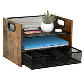 Boershun Wood Desk Organizer with Drawer, Paper Organizer for Desk, Paper Tray, Paper Organizer Storage, Letter Tray, Desk Paper Tray, File Organizer, Document Organizer for Office Accessories