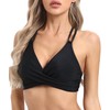 Vogueric Womens Twist Front V Neck Bikini Top Push Up