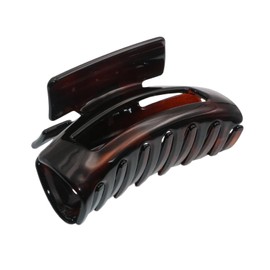 Parcelona French New Rectangle Large Tortoise Shell Brown Celluloid Acetate Sturdy Jaw Hair Claw Clip with Covered Spring