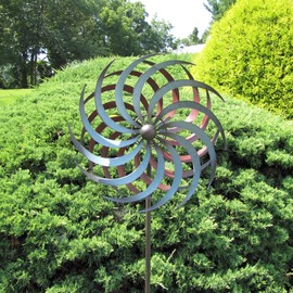 TG,LLC Treasure Gurus Double Pinwheel Kinetic Lawn Garden Wind Spinner Metal Outdoor Yard Decor