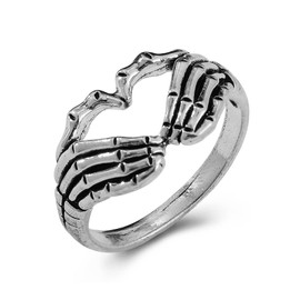 Stocking Stuffers for Teens Hand Couple Ring for Women Men Vintage Lovely Heart Couple Ring Open Adjustable Gothic Ring(Heart)