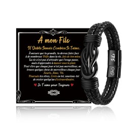 SUNSH Gifts for Son, Bracelets for Son, Leather Bracelets for Boys/Son from Mother and Dad, Love Gifts for Son, Gifts for Boys/Men, Birthday, Christmas, Graduation, School, No gemstone