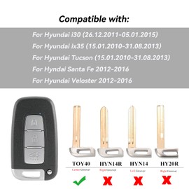 3 Buttons Remote Key Fob Replacement Remote Key For Hyundai i30 ix35 Tucson Key 433Mhz with TOY40 Blade Key Ring SY5HMFNA04