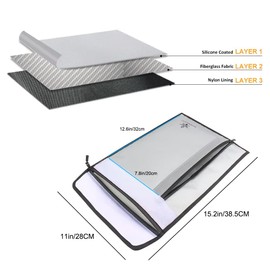 Fireproof Waterproof Document Money Bag 15" x 11" Two Pockets Stores Valuables Legal Documents Color Black