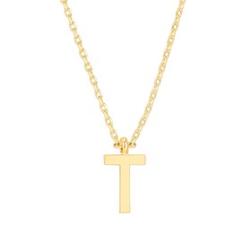 PAVOI 14K Yellow Gold Plated Initial Necklace | Letter Necklaces for Women | T Initial