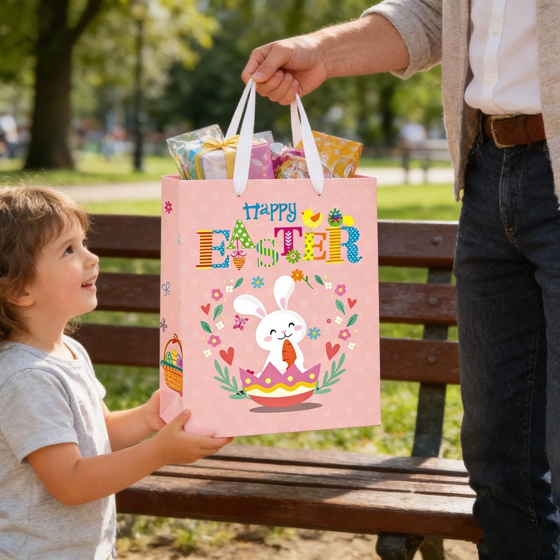 STPIYFZU 2 Pack 13" Large Easter Gift Bags with Handles,
