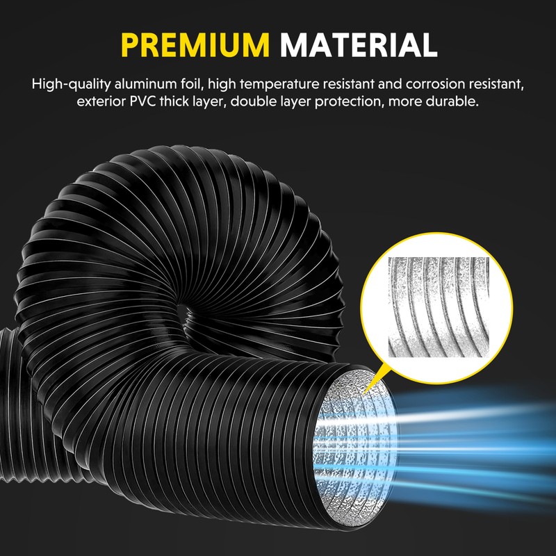 Simple Deluxe 3 Inch Flexible Air Aluminum Ducting, 16-Feet Long